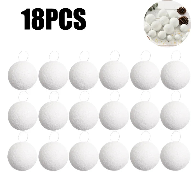 White Foam Christmas Balls – DIY Snowballs, 6pcs, 4cm & 8cm Christmas Foam Balls Babs 18PCS 4cm