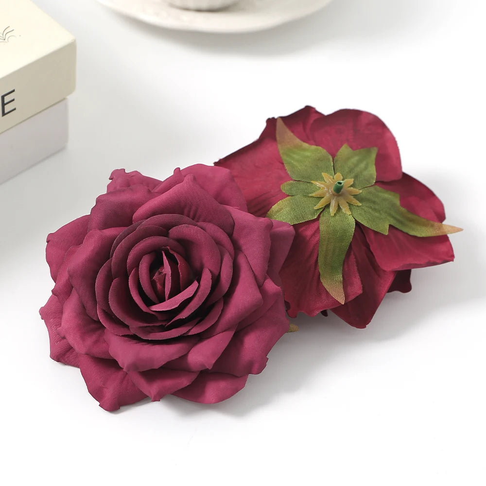 Silk Rose Artificial Flower Heads for Wedding & Home Decor 3/5 Pcs Artificial Flower Heads Babs J style 5Pcs