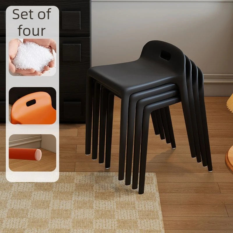 Modern Stackable Plastic Stool – Minimalist Bedroom & Living Room Stackable Plastic Stool Babs Black