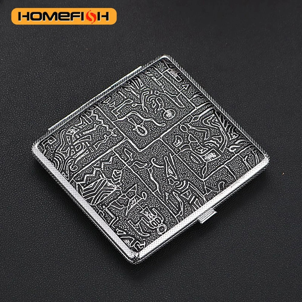 HOMEFISH 20-Stick Leather Metal Cigarette Case – Unisex Gift Leather Cigarette Case Babs