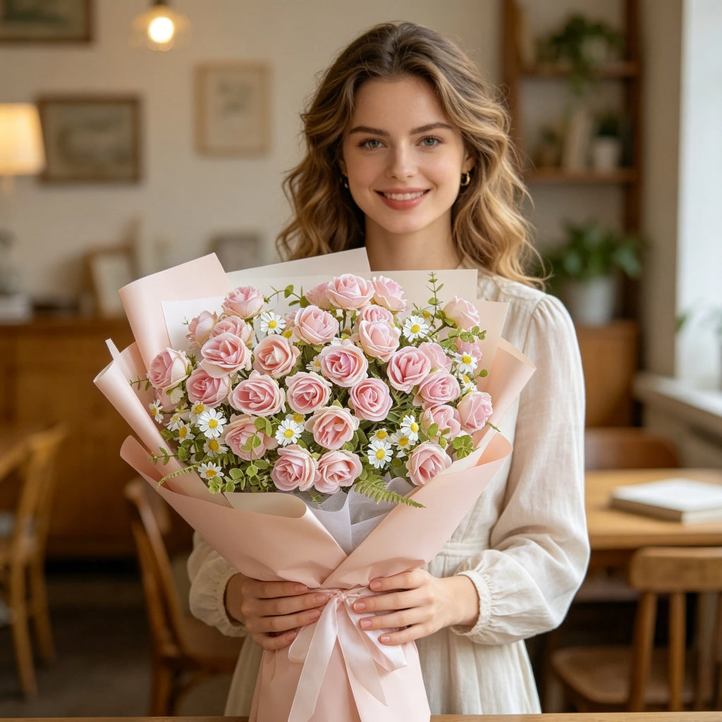 Silk Rose Artificial Bouquet – Wedding, Home & Party Décor Artificial Flower Bouquet Babs