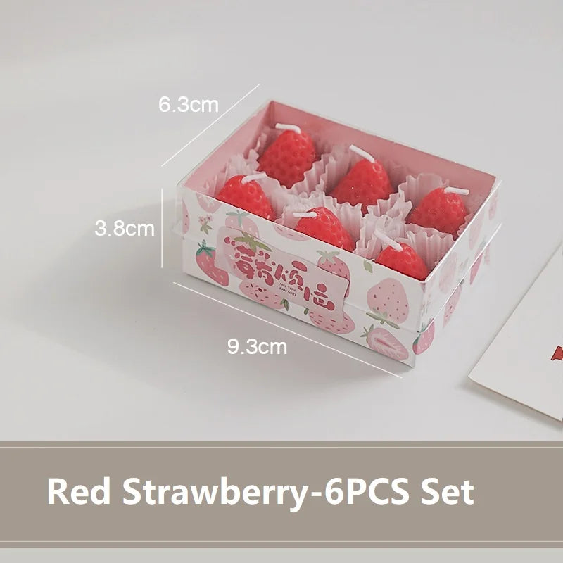 Strawberry Scented Candles Gift Box – Handmade Fruit Candles Scented Candle Set Babs 6R