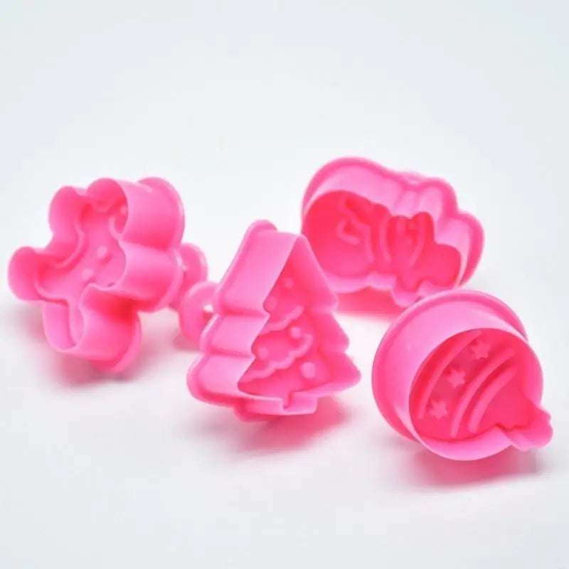 4-Piece Christmas Cookie Cutter & Fondant Mold Baking Set Cookie Cutter Set Babs