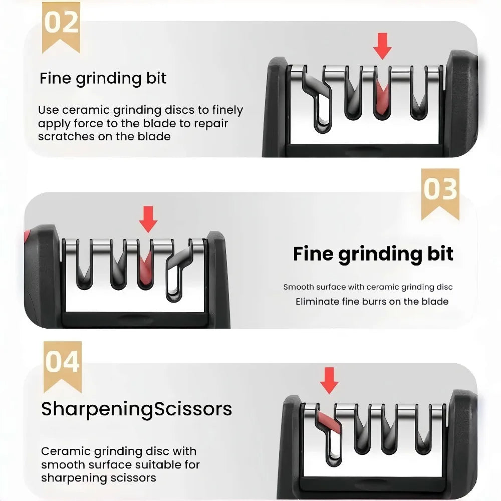4-Stage Knife Sharpener – Fast, Safe & Ergonomic Kitchen Tool Knife Sharpener Babs