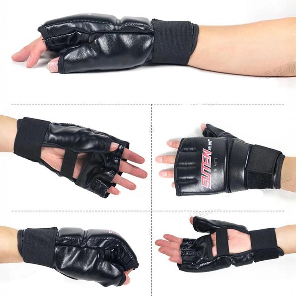 Half-Finger MMA Boxing Gloves – PU Leather Muay Thai Training MMA Boxing Gloves Babs