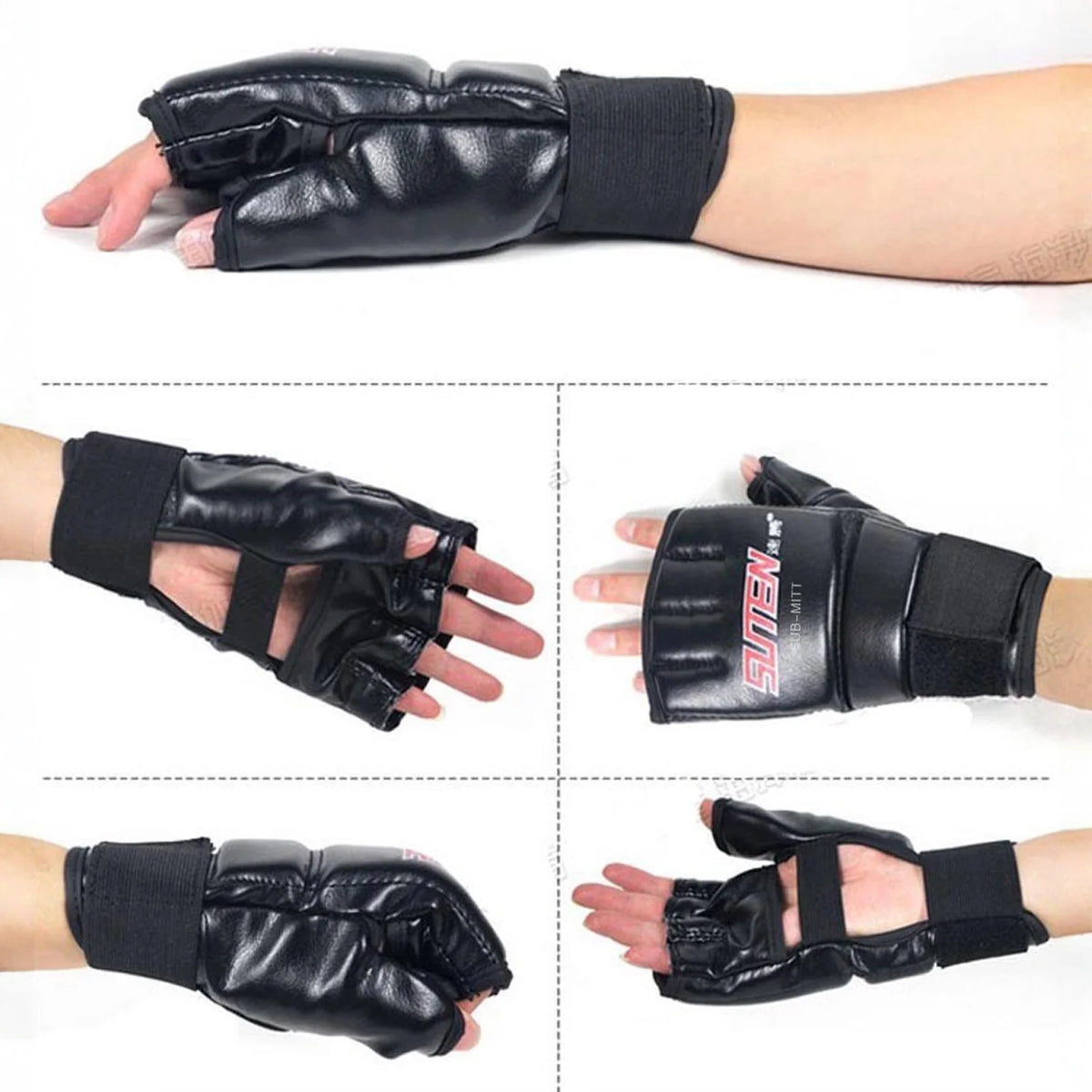 Half-Finger MMA Boxing Gloves – PU Leather Muay Thai Training MMA Boxing Gloves Babs