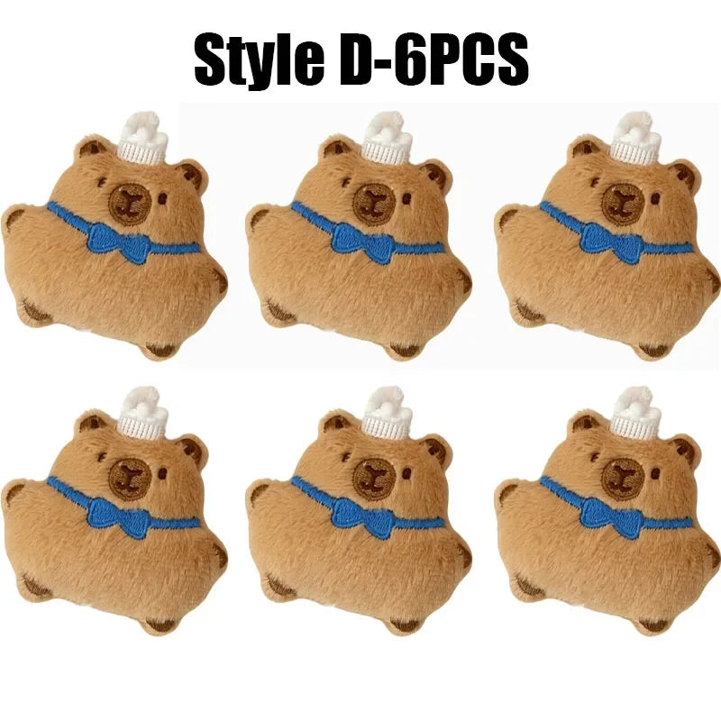 Cartoon Capybara Plush Keychain – Stuffed Croissant Pendant Plush Keychain Babs 140331-Style D-6PCS