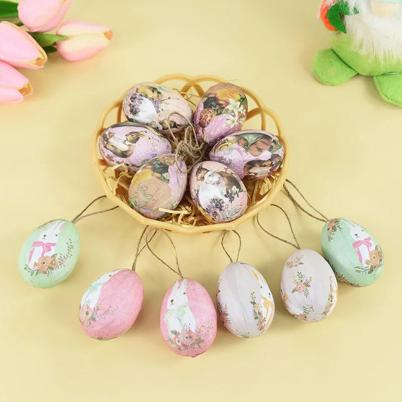 6-Piece Easter Foam Egg & Rabbit Hanging Ornaments Set Easter Hanging Ornaments Babs