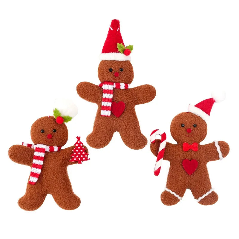 3PCS Fuzzy Gingerbread Man Christmas Tree Ornaments | Set of 3 Christmas Ornaments Babs