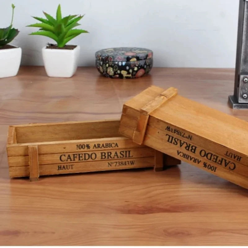 Retro Wooden Storage Box – Succulent Planter & Desk Organizer Wooden Storage Box Babs