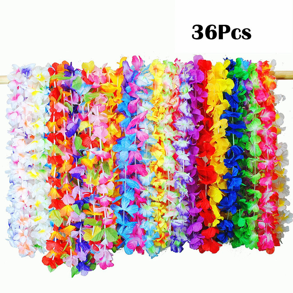 Hawaii Artificial Flower Leis Necklace Bulk 20/36/50 Pcs Flower Lei Necklace Babs 36pcs1