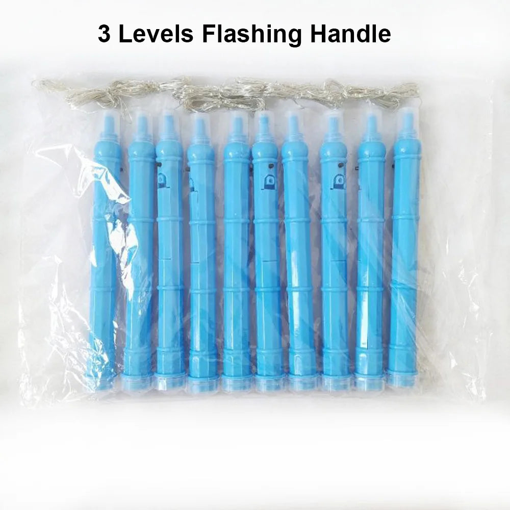 10pcs LED Bobo Balloon Handles – 3-Level Flash & 3M Light String Balloon LED Handle Set Babs Blue As pictures show