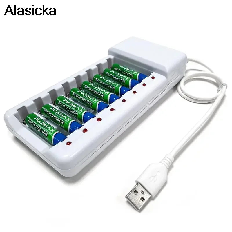 Alasicka AA AAA Battery Charger 4 6 8 Slots Ni-MH Ni-Cd Battery Charger Babs