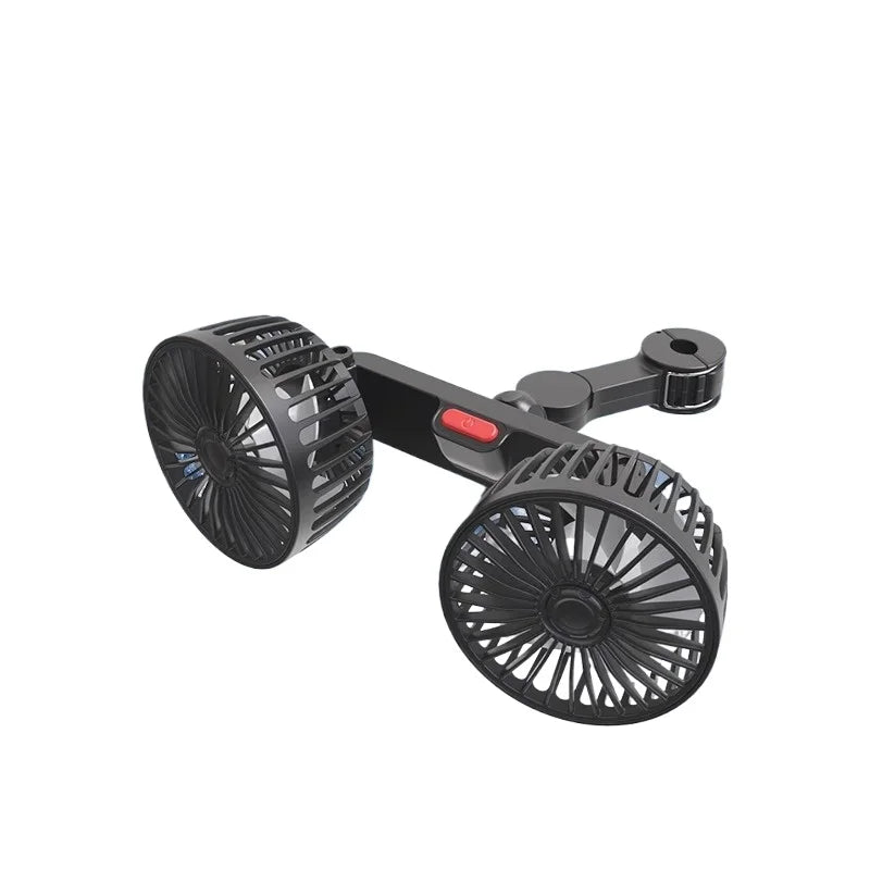 Dual Head USB Car Fan – 3-Speed Adjustable Backseat Cooling USB Car Fan Babs A