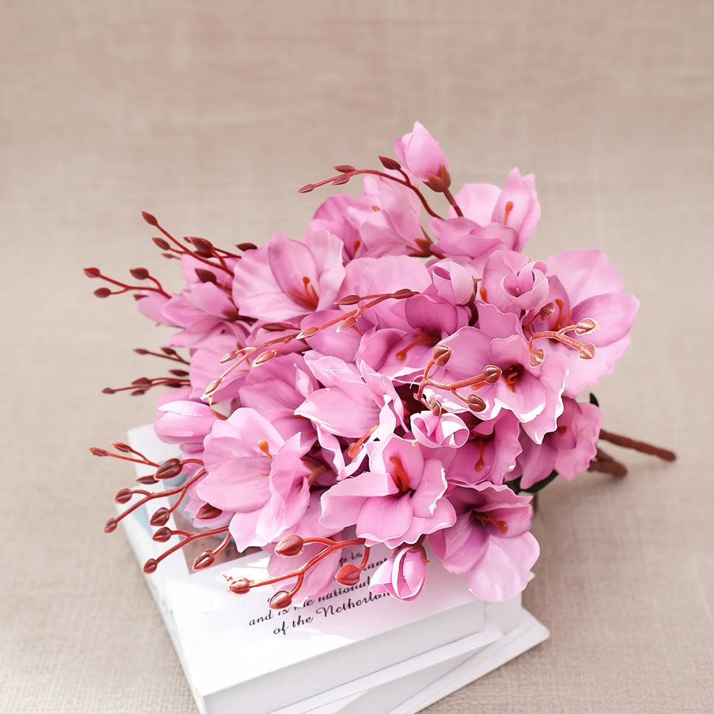 Artificial Magnolia Bouquet – 20 Heads Silk Flowers for Home Artificial Flower Bouquet Babs