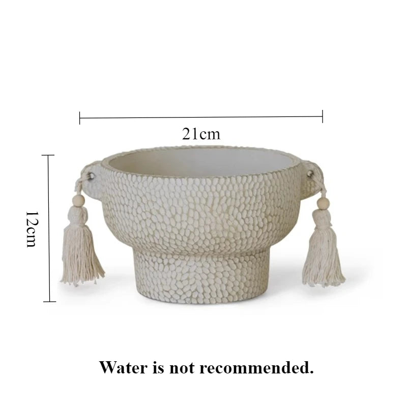 Modern Cement Tassel Vase – Minimalist Indoor Planter Decor Decorative Cement Vase Babs Cement Vase-Short