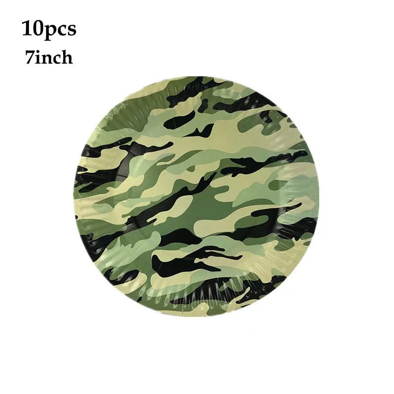 Military Camo Party Supplies – Plates, Cups & Balloons Set Party Tableware Set Babs 7inch plate As pictures show