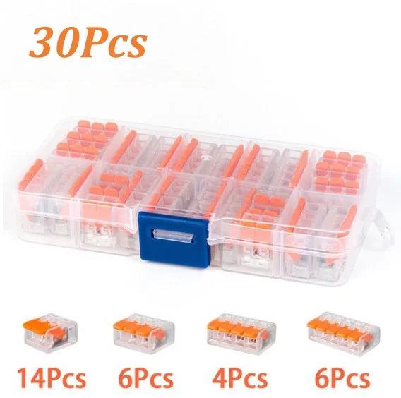 Push-In Lever Wire Connectors 2/3/4/5 Pin Quick Terminal Lever Wire Connector Babs 30Pcs