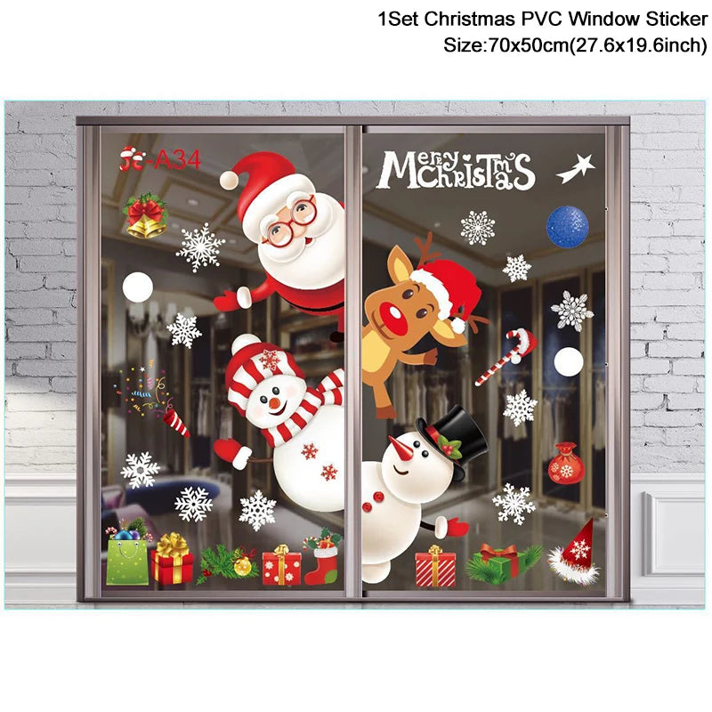 Christmas Window Stickers – Santa & Snowflake DIY Wall Decals