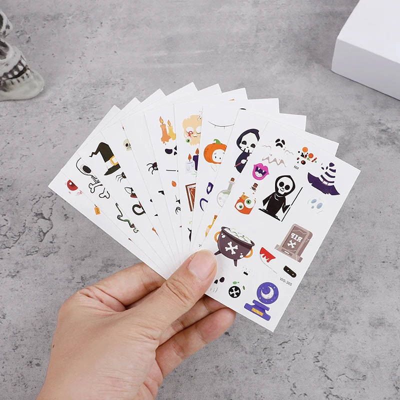 Halloween Glow-in-the-Dark Tattoo Stickers – 10 Sheets, Kids & Adults Halloween Tattoo Stickers Babs