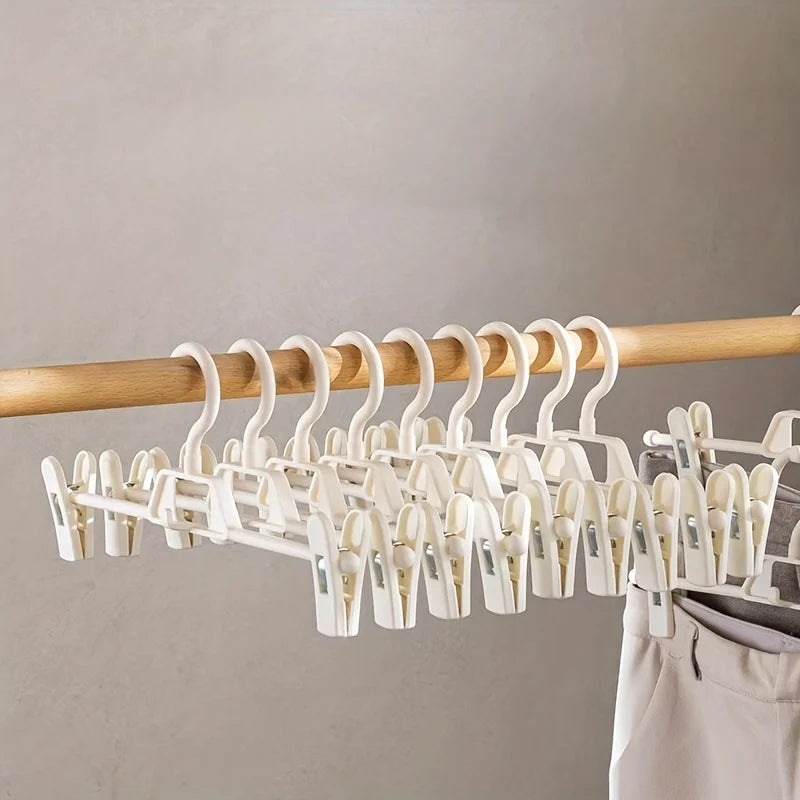 Retractable Trouser Rack – Stackable Pants Hanger & Clip Organizer Trouser Hanger Rack Babs
