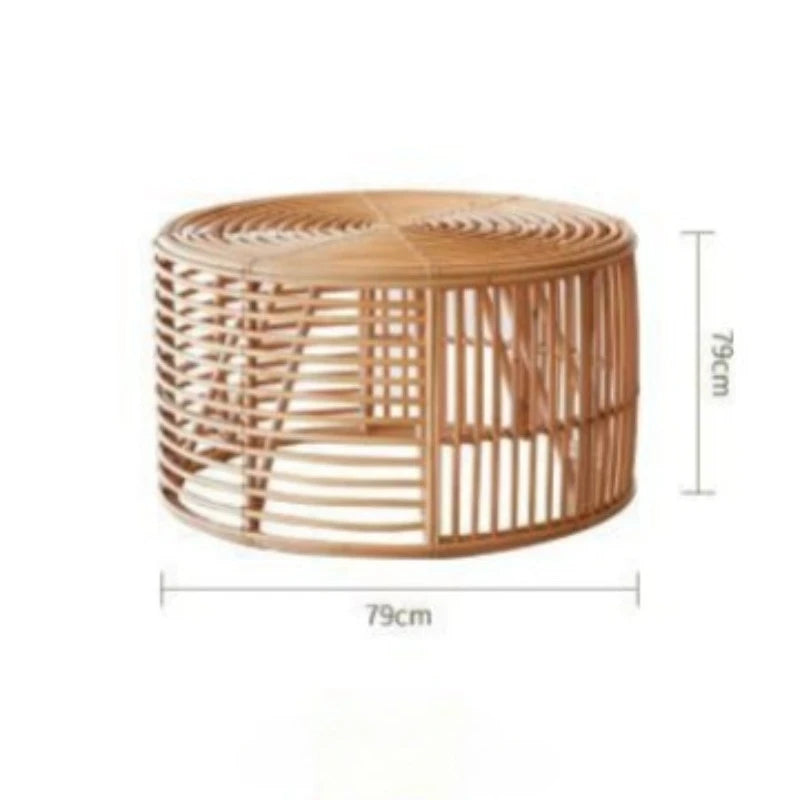 Rattan & Bamboo Nordic Round Coffee Table | Modern Living Room Round Coffee Table Babs Large Cylindrical