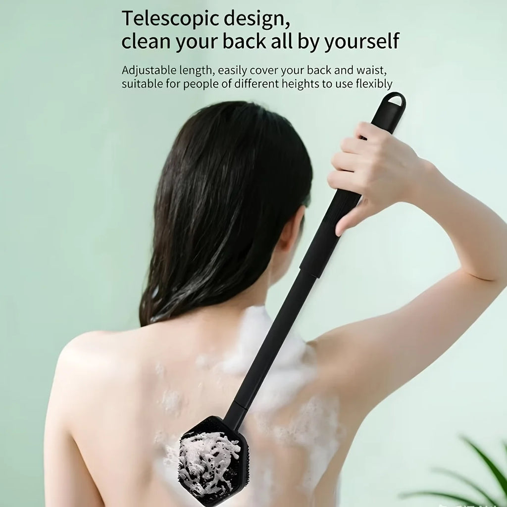 Double-Sided Shower Brush – Extendable Silicone Back Scrubber Bath Brush Babs