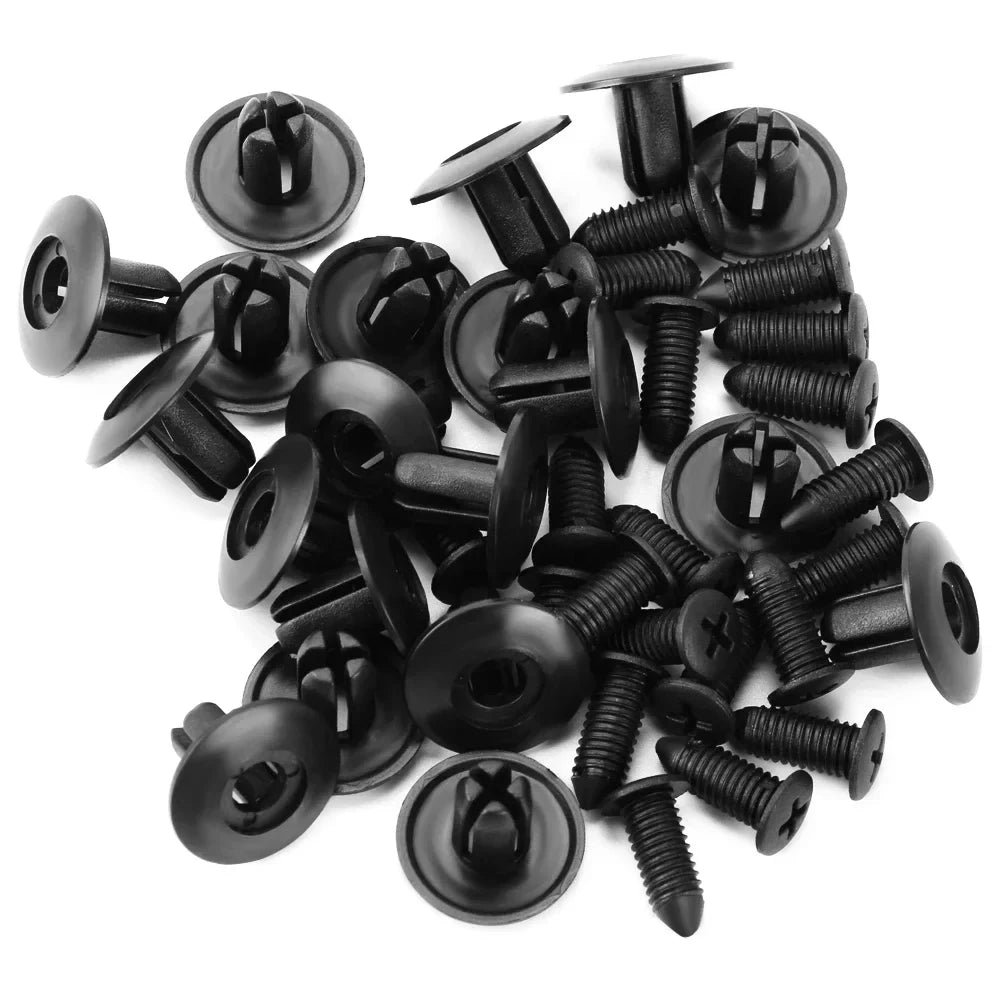 100PCS 8mm Black Plastic Rivets Car Fastener Clips | Toyota Kia Nissan Car Fastener Clips Babs