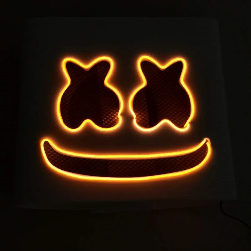 Cotton Candy DJ LED Headgear Mask – Holiday Party Prop LED Costume Mask Babs yellow