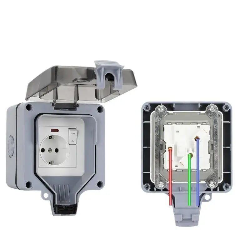 HUXUAN IP66 Waterproof Outdoor Schuko Wall Socket with Switch Waterproof Wall Socket Babs
