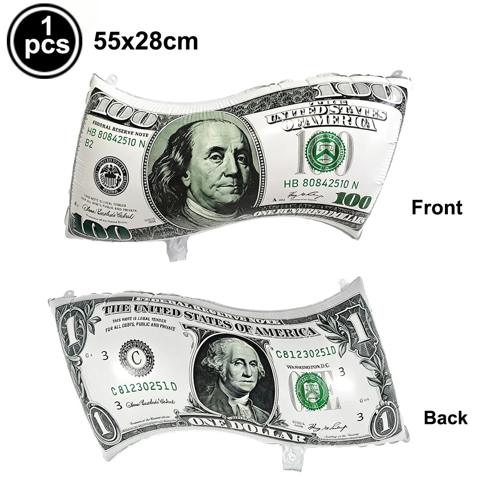 Dollar Sign Foil Curtain & Money Balloon Party Decor Set Party Decoration Set Babs Marble As pictures show