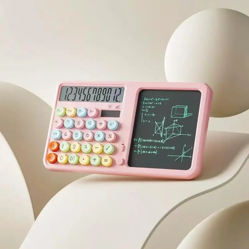 HUXUAN 2-in-1 Calculator & LCD Writing Pad – 12-Digit Screen Calculator with Writing Pad Babs