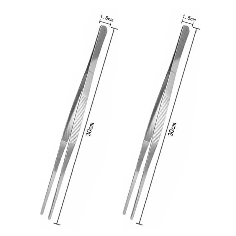 Stainless Steel BBQ Tongs – Grill & Kitchen Cooking Clamp BBQ Kitchen Tongs Babs 2pcs 30CM
