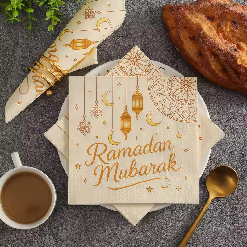 20Pcs Ramadan Eid Moon Lantern Disposable Paper Napkins Party Disposable Party Napkins Babs