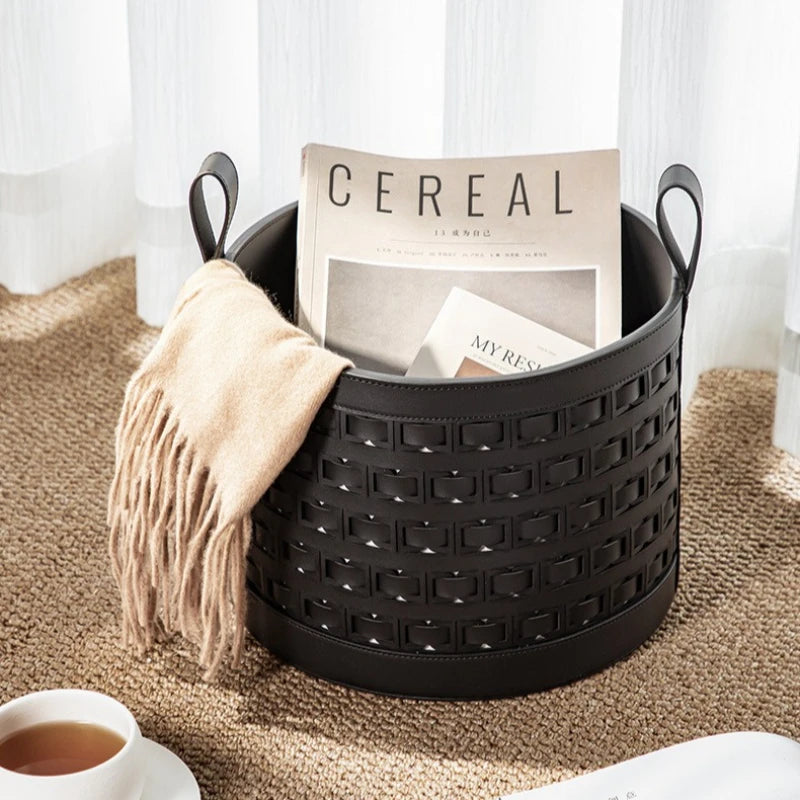 Leather Laundry Basket – Large Portable Home Storage Bin Laundry Storage Basket Babs