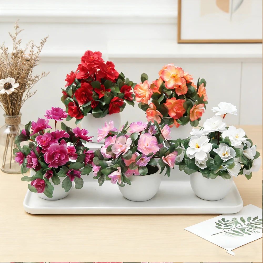 Azalea Potted Artificial Flower Bonsai — Home & Wedding Decor Artificial Flower Bonsai Babs