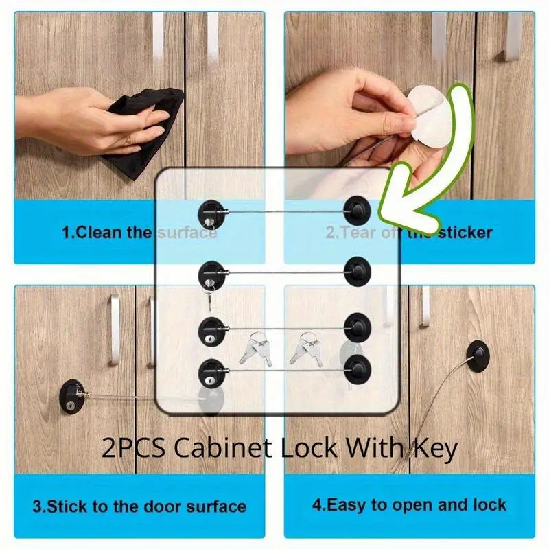 2-Pack Self-Adhesive Mini Locks with Keys – Black Adhesive Mini Lock Babs