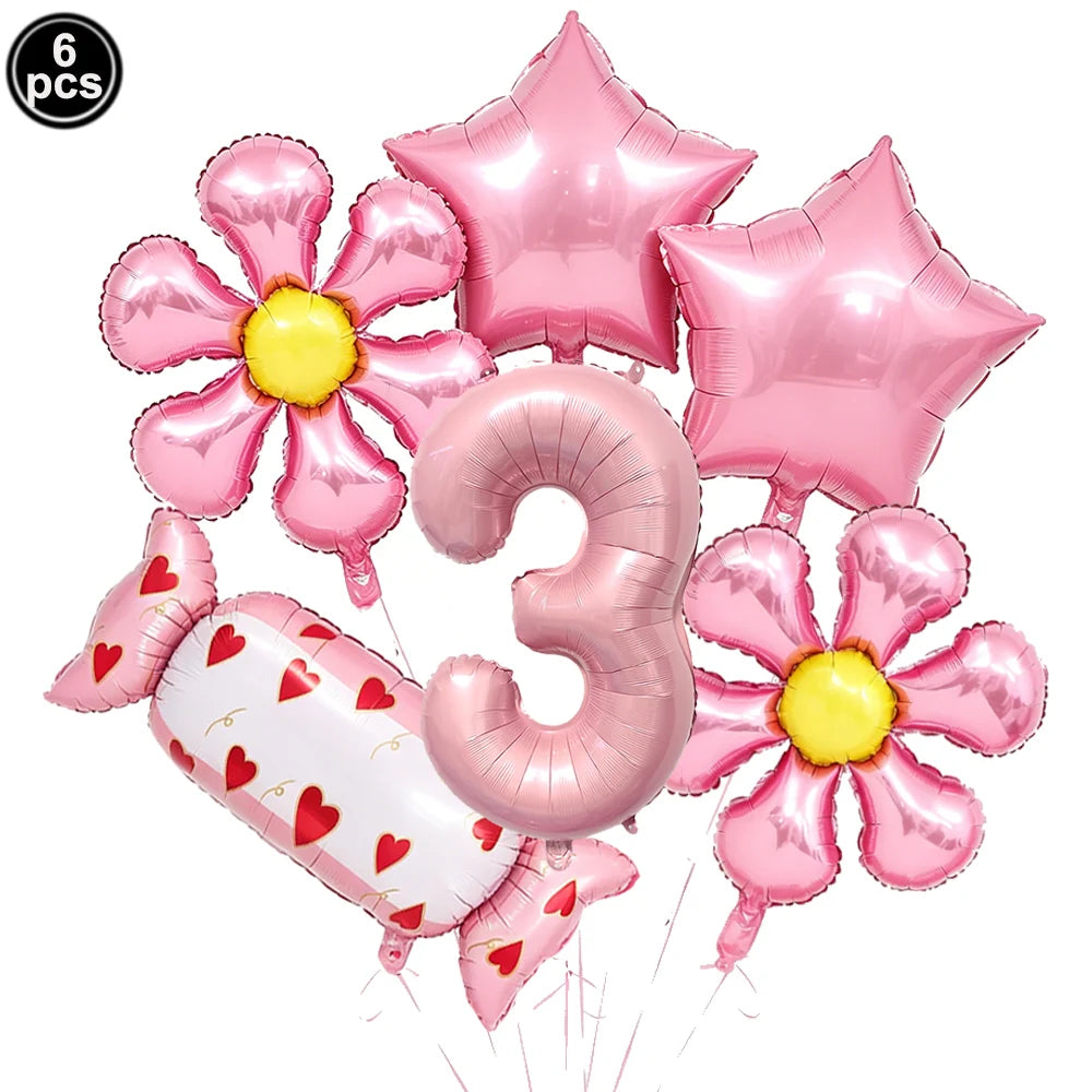 6pc Candy Lollipop Foil Balloon Set – Birthday & Party Décor Party Foil Balloons Babs ROSE RED As pictures show