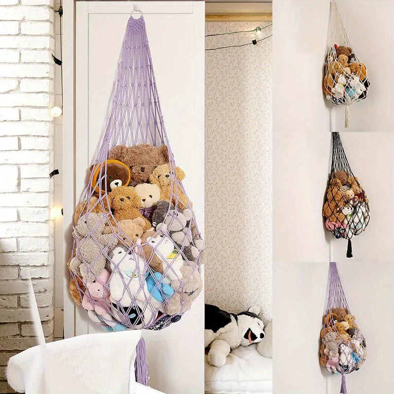 Large Macrame Stuffed Animal Hammock – Boho Corner Toy Storage Toy Storage Hammock Babs