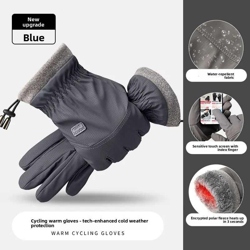 Men's Winter Thermal Touch Screen Cycling Gloves Fleece Lined Cycling Gloves Babs Blue
