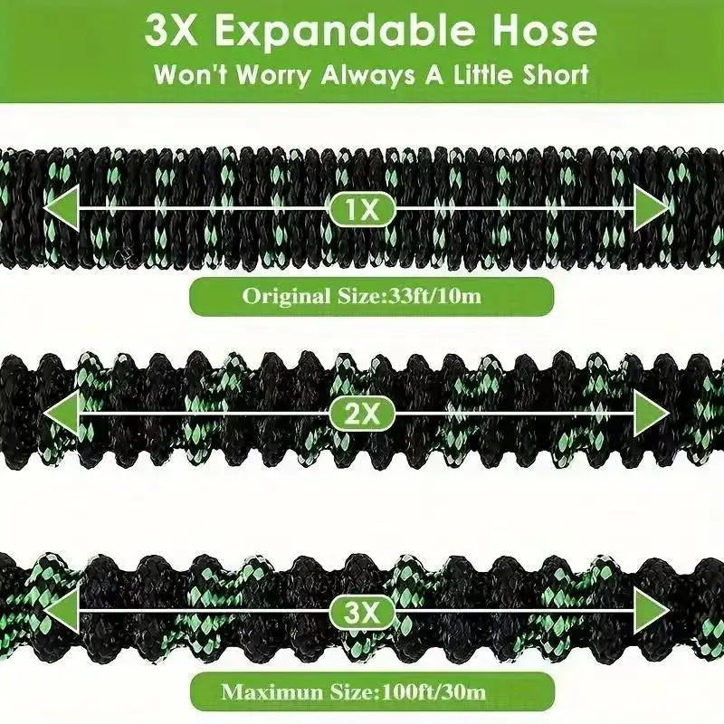 Expandable Garden Hose 3X | 10 Spray Patterns & Brass Connectors Expandable Garden Hose Babs