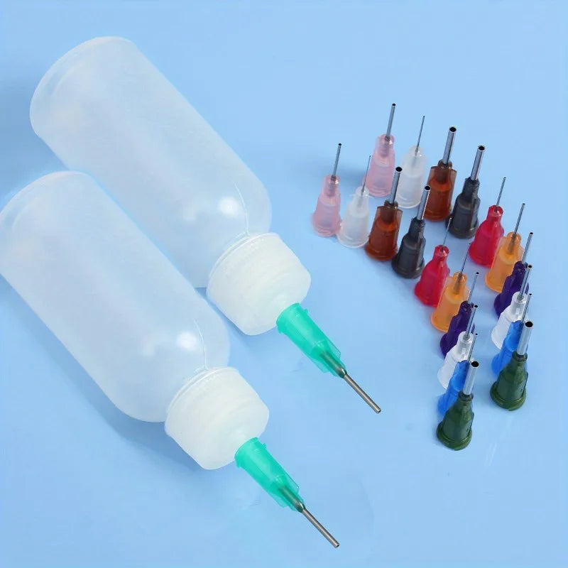2-Pack Needle Dispenser Bottles 30ml & 50ml + 22 Needles Dispensing Bottle Set Babs 1pc30ml 1pc50ml
