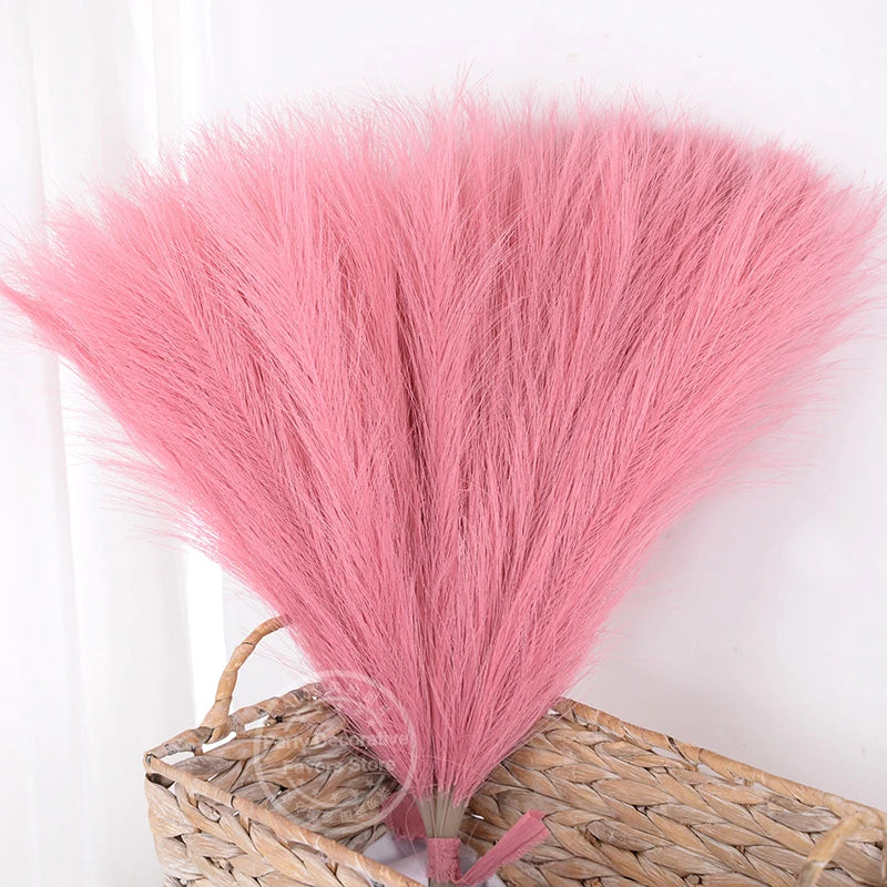 Artificial Pampas Grass Bouquet 15/30Pcs – 43cm Silk Reed Artificial Flower Bouquet Babs Dark Pink 15pcs