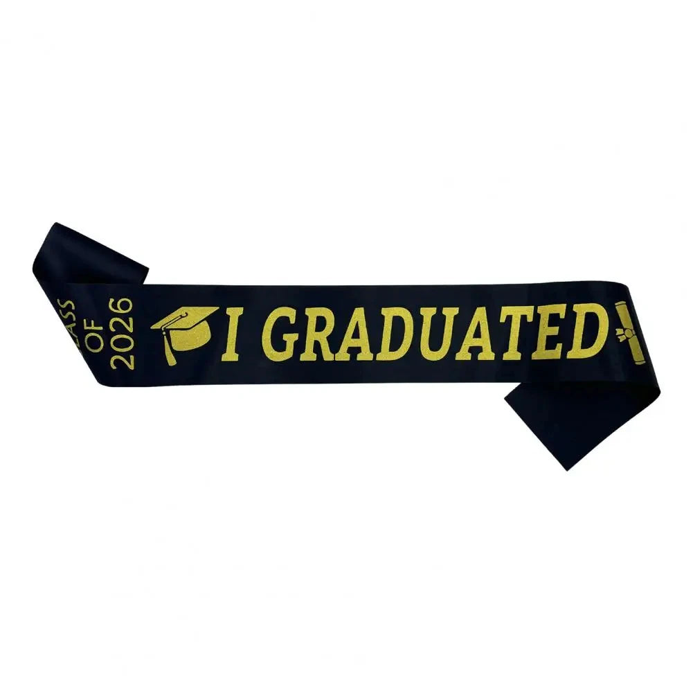 Class of 2026 Graduation Sash – Adjustable Satin Stole Graduation Sash Babs Black 5pcs