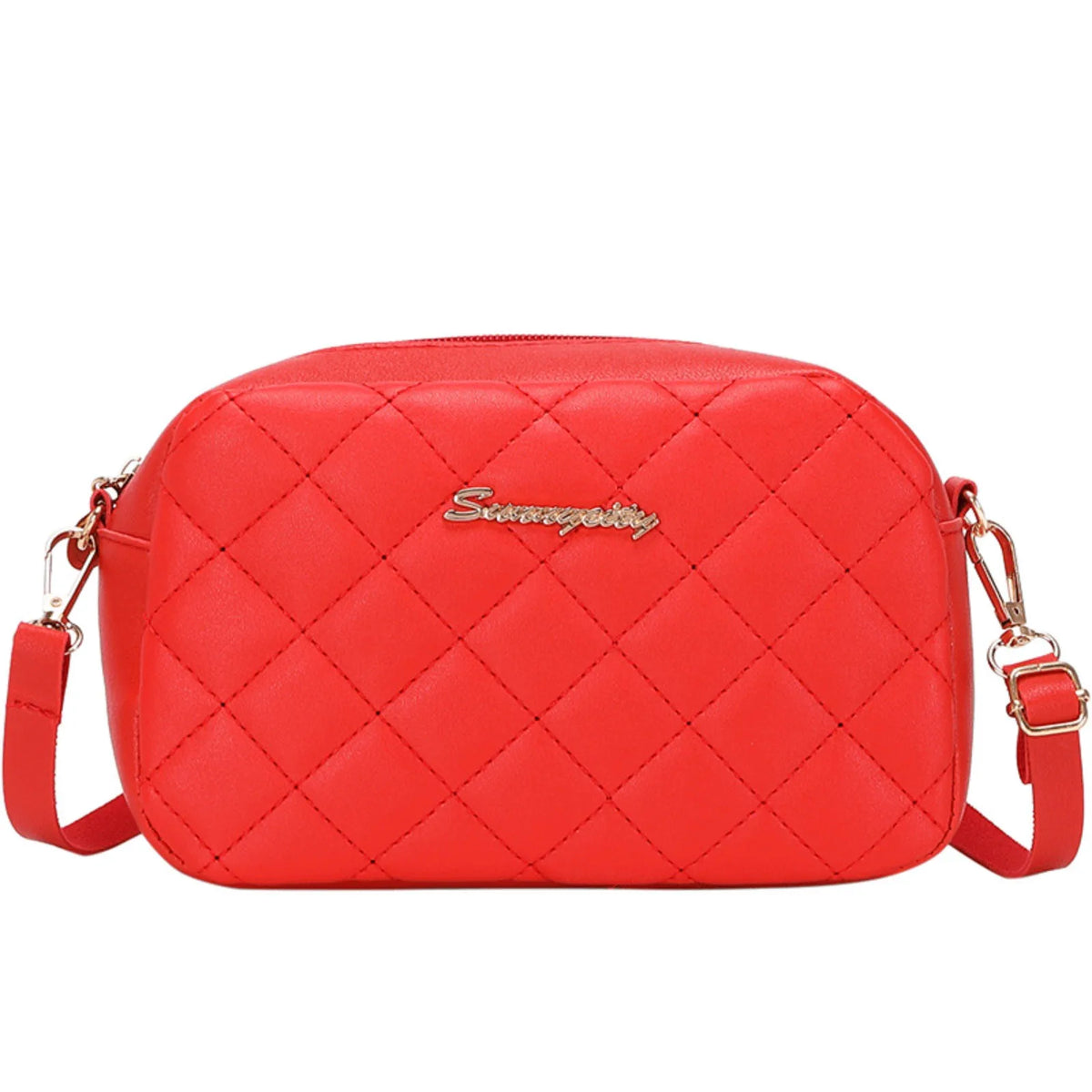 Women's Embroidered Camera Crossbody Bag | Chain Shoulder Purse Crossbody Shoulder Bag Babs Red One Size