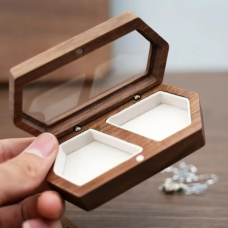 Vintage Wooden Jewelry Box with Transparent Lid Jewelry Storage Box Babs