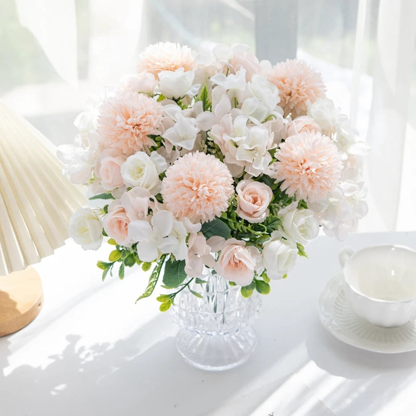 Silk Rose & Chrysanthemum Artificial Bridal Bouquet | DIY Decor Artificial Flower Bouquet Babs