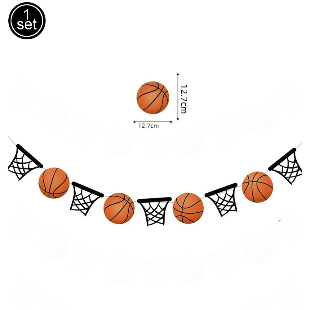 Basketball Party Supplies – Plates, Cups, Popcorn Boxes & Curtain Party Supply Set Babs hanging decor