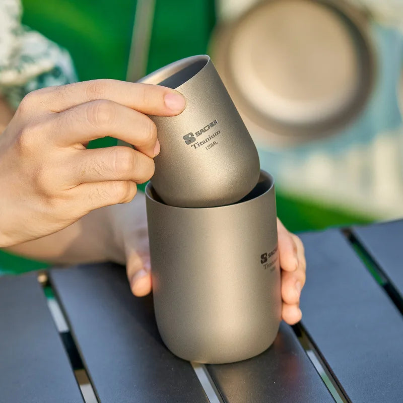 Double Wall Pure Titanium Cup – Ultralight Camping Mug Titanium Camping Cup Babs