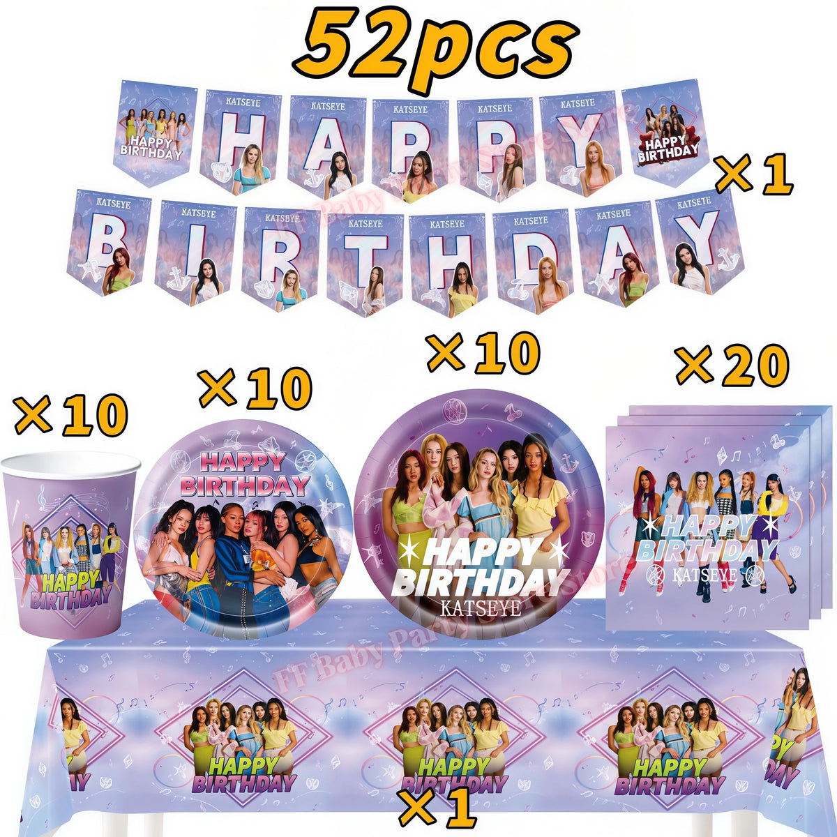 Katseye Kpop Birthday Party Decoration Set – Balloon & Banner Party Decoration Set Babs 52pcs others